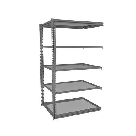 TENNSCO Z-Line Shelving W/ Five Perf. Shlvs, Boltless, 48"Wx36"Dx84"H, Add-On, Gry ZM7-4836A-5PD-MGY